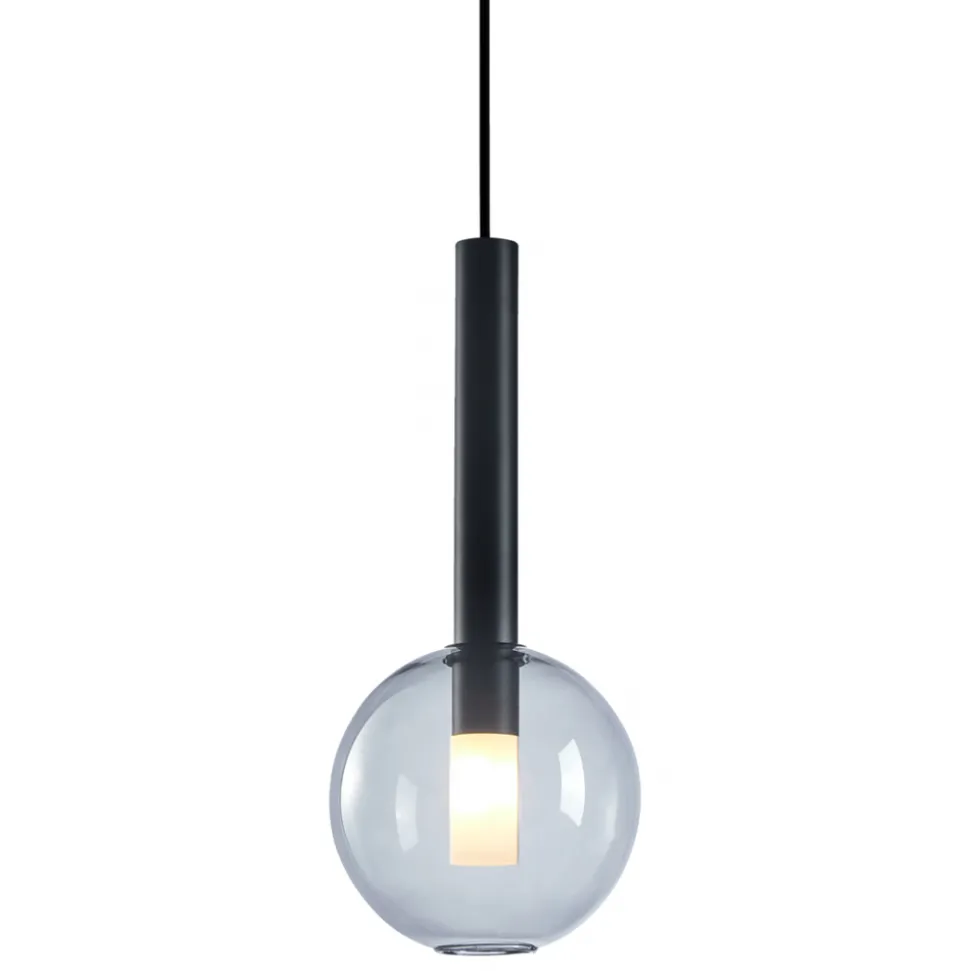 Lampa Wisząca NIKO Czarny Transparentny Szklany Klosz 1xG9 15cm