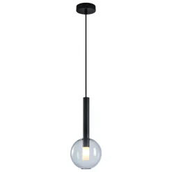 Lampa Wisząca NIKO Czarny Transparentny Szklany Klosz 1xG9 15cm