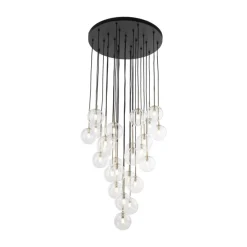 Lampa wisząca NILOS czarna klosz transparentny 26xG9