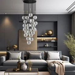 Lampa wisząca NILOS czarna klosz transparentny 26xG9
