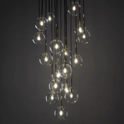 Lampa Wisząca NILOS Czarny Złoty Szklane Klosze 17xG9