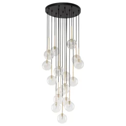 Lampa Wisząca NILOS Czarny Złoty Szklane Klosze 17xG9