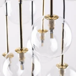 Lampa Wisząca NILOS Czarny Złoty Szklane Klosze 17xG9