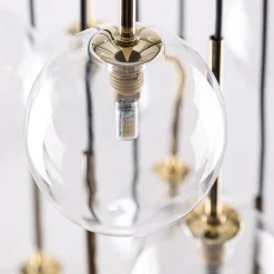 Lampa Wisząca NILOS Czarny Złoty Szklane Klosze 17xG9