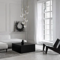 Lampa Wisząca NILOS Czarny Złoty Szklane Klosze 10xG9