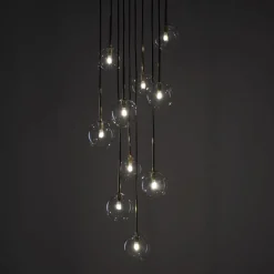 Lampa Wisząca NILOS Czarny Złoty Szklane Klosze 10xG9