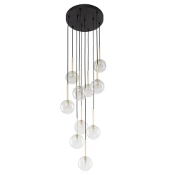 Lampa Wisząca NILOS Czarny Złoty Szklane Klosze 10xG9