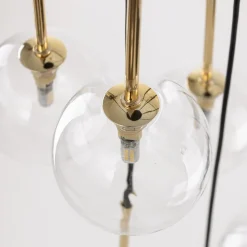 Lampa Wisząca NILOS Czarny Złoty Szklane Klosze 10xG9