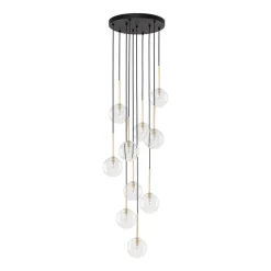 Lampa Wisząca NILOS Czarny Złoty Szklane Klosze 10xG9