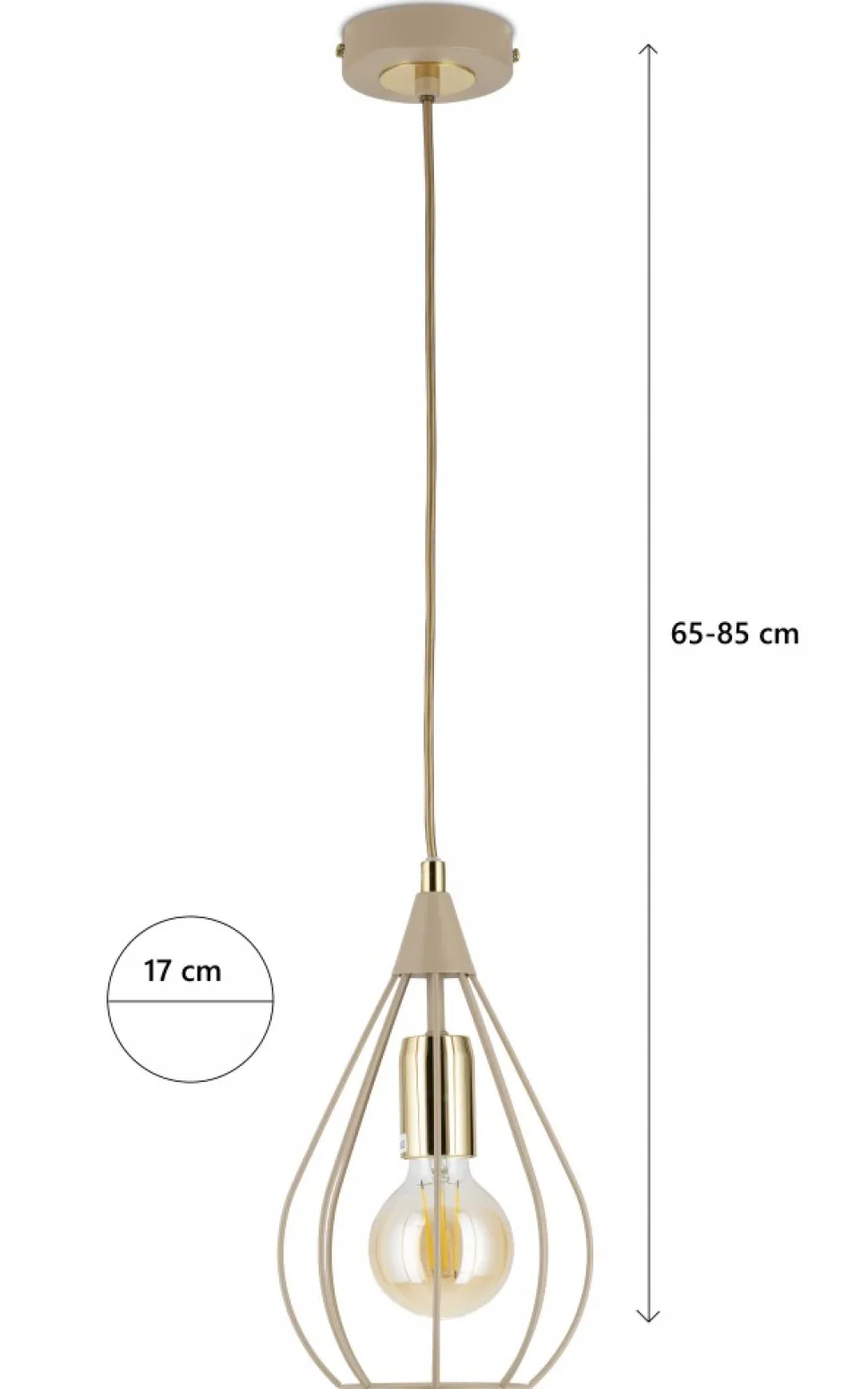 Lampa Wisząca Noa Beżowa 1xE27 17 cm