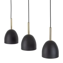 Lampa Wisząca NORD Czarny Złoty Metalowe Klosze 3xE27
