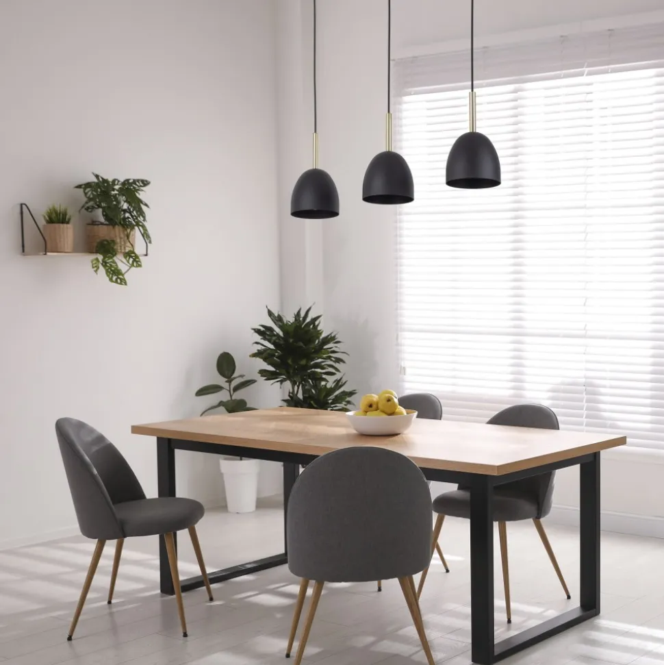 Lampa Wisząca NORD Czarny Złoty Metalowe Klosze 3xE27