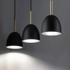 Lampa Wisząca NORD Czarny Złoty Metalowe Klosze 3xE27