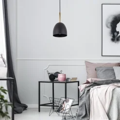 Lampa Wisząca NORD Czarny Złoty Metalowy Klosz 1xE27