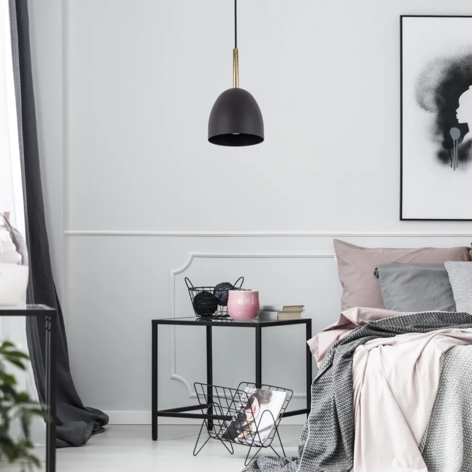 Lampa Wisząca NORD Czarny Złoty Metalowy Klosz 1xE27