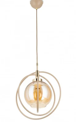Lampa Wisząca Nostra Beżowa Szkło 1xE27 35 cm