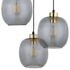 Lampa Wisząca OMEGA Czarny Złoty Koło Szklane Klosze 3xE27