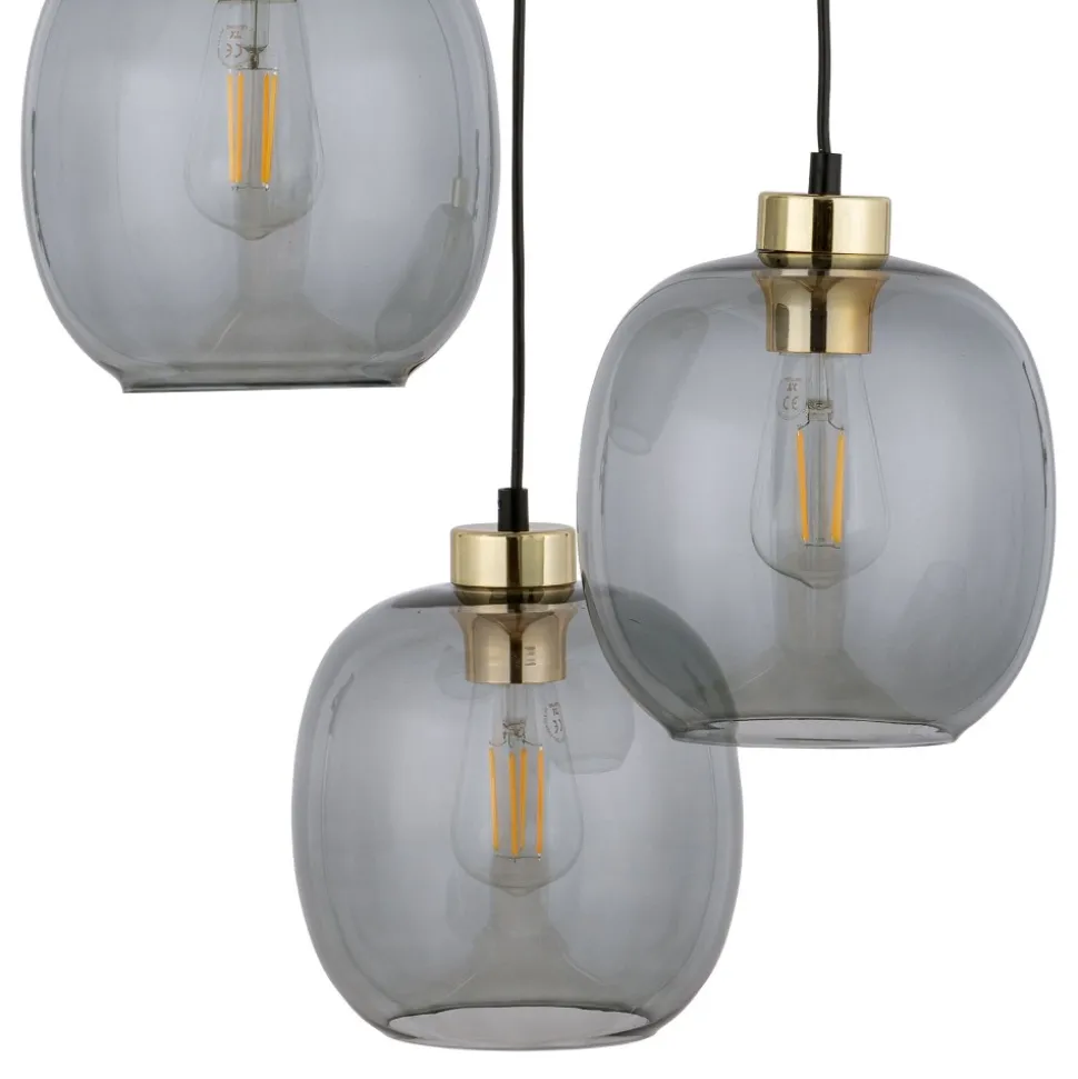 Lampa Wisząca OMEGA Czarny Złoty Koło Szklane Klosze 3xE27