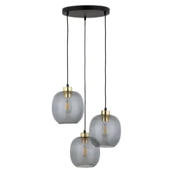 Lampa Wisząca OMEGA Czarny Złoty Koło Szklane Klosze 3xE27