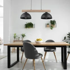 Lampa Wisząca OSLO Czarny Metalowe Klosze 2xE27
