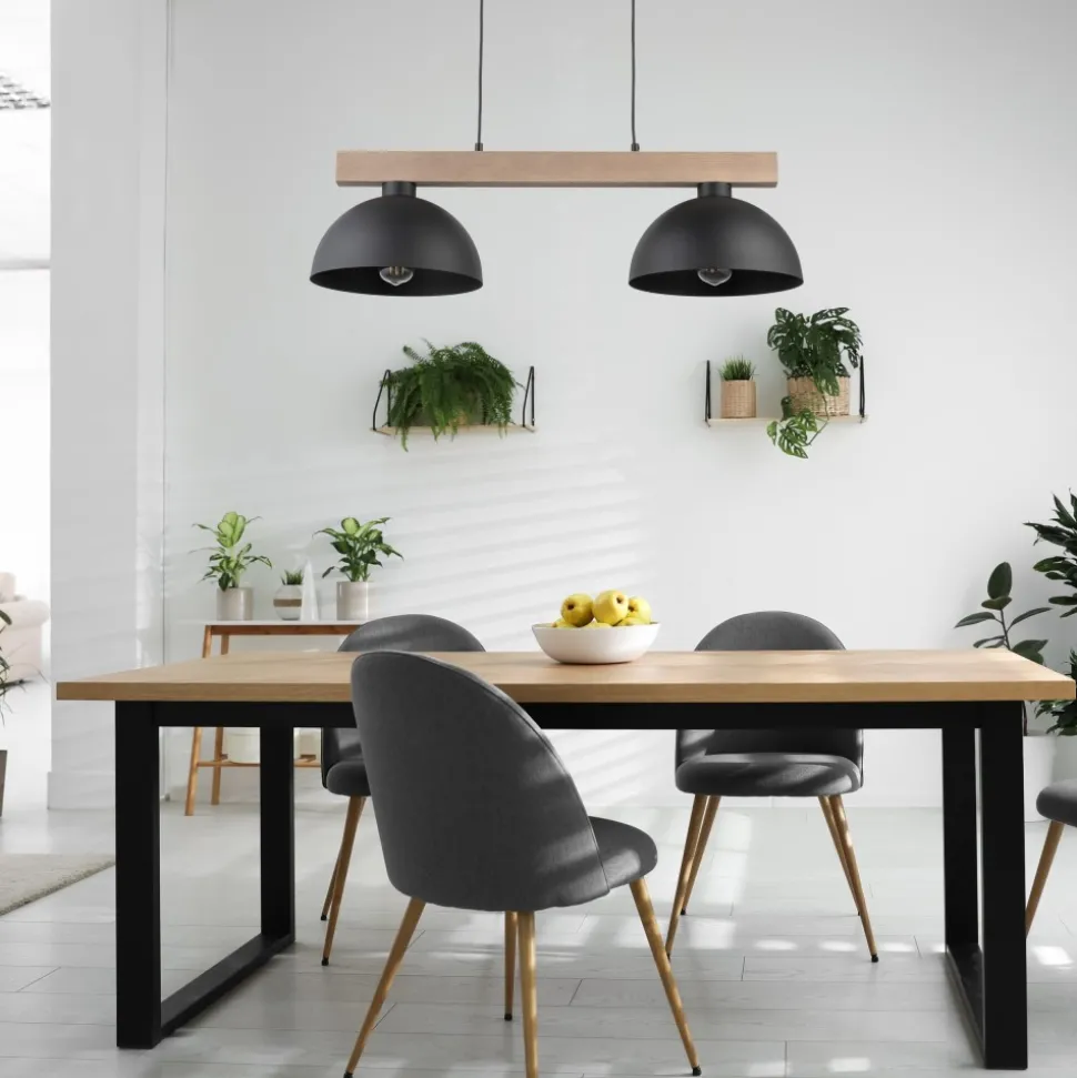 Lampa Wisząca OSLO Czarny Metalowe Klosze 2xE27