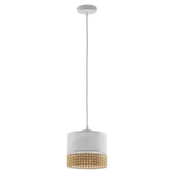 Lampa Wisząca PAGLIA Biały Boho Abażur 1xE27 20cm