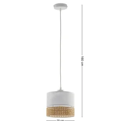 Lampa Wisząca PAGLIA Biały Boho Abażur 1xE27 20cm