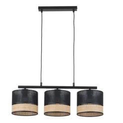 Lampa Wisząca PAGLIA Czarny Boho Abażur 3xE27