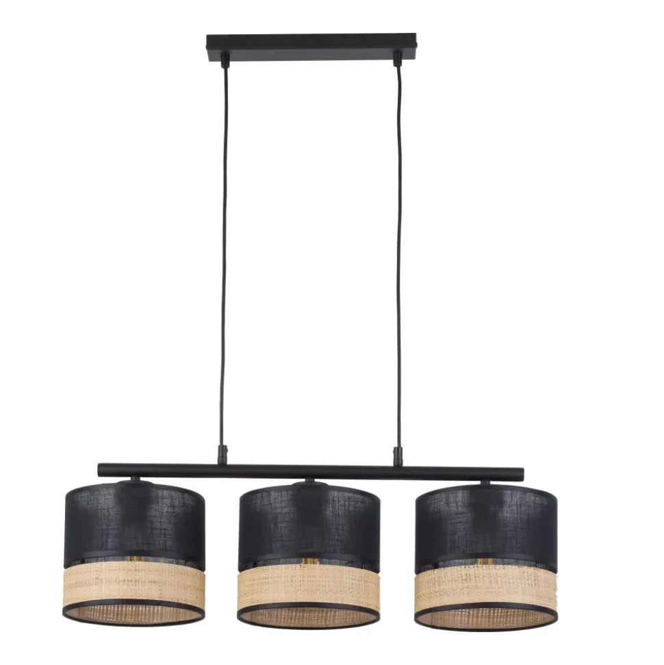Lampa Wisząca PAGLIA Czarny Boho Abażur 3xE27