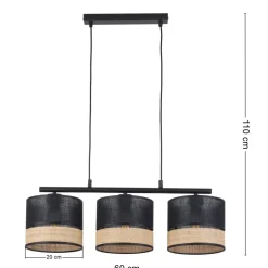 Lampa Wisząca PAGLIA Czarny Boho Abażur 3xE27