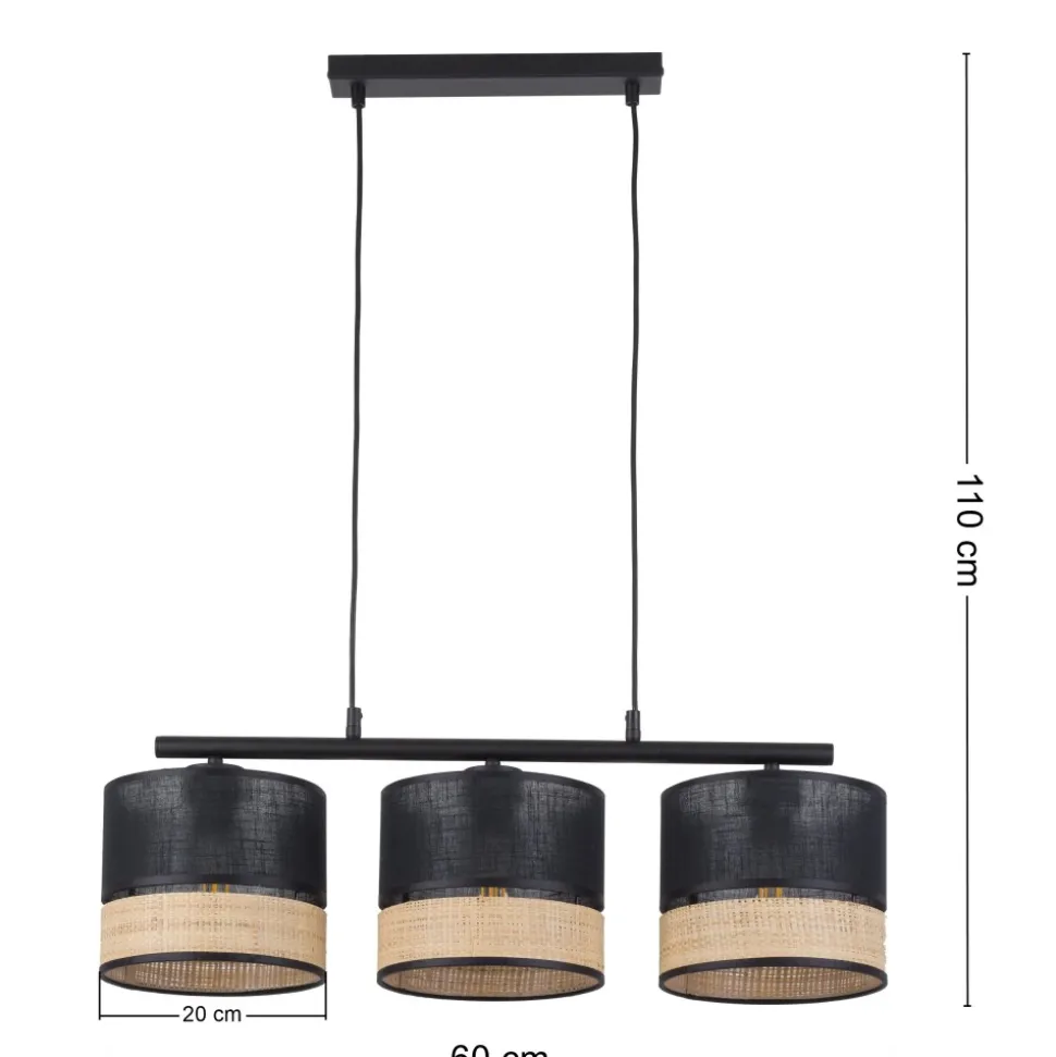 Lampa Wisząca PAGLIA Czarny Boho Abażur 3xE27