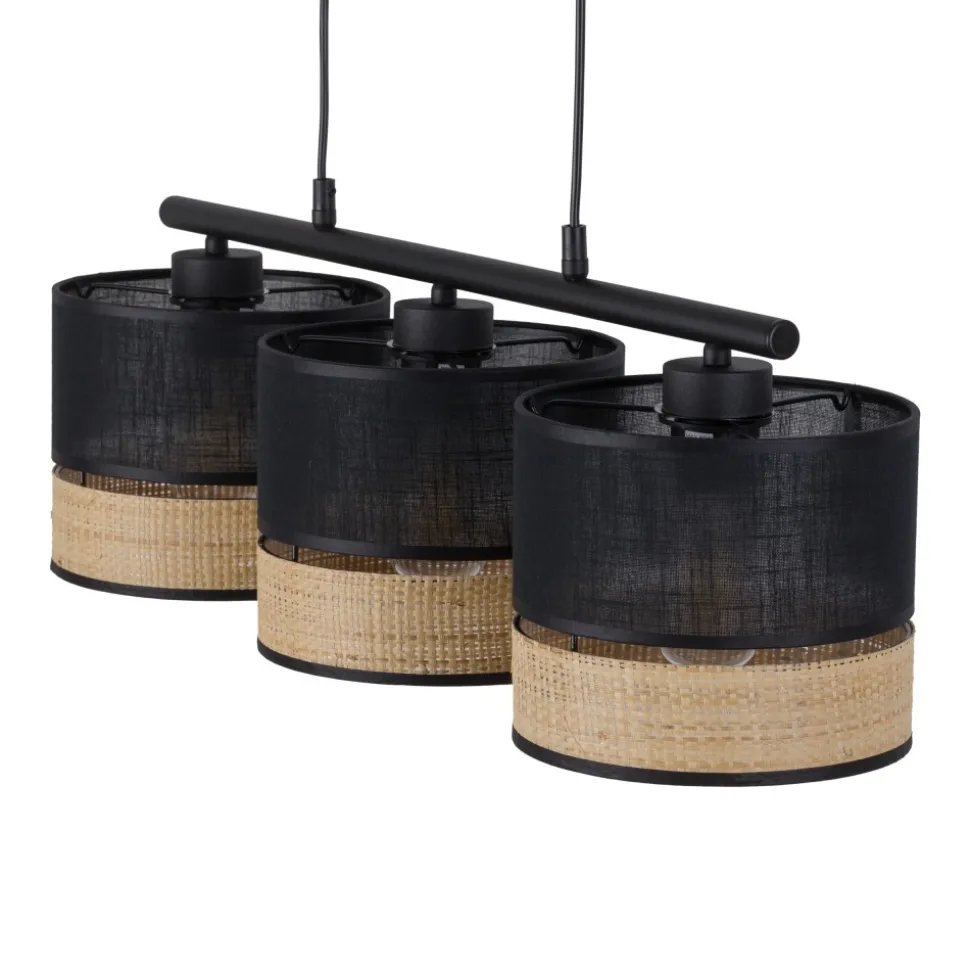 Lampa Wisząca PAGLIA Czarny Boho Abażur 3xE27