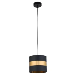 Lampa Wisząca PARIS Czarny Złoty Abażur 1xE27 20cm