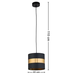 Lampa Wisząca PARIS Czarny Złoty Abażur 1xE27 20cm