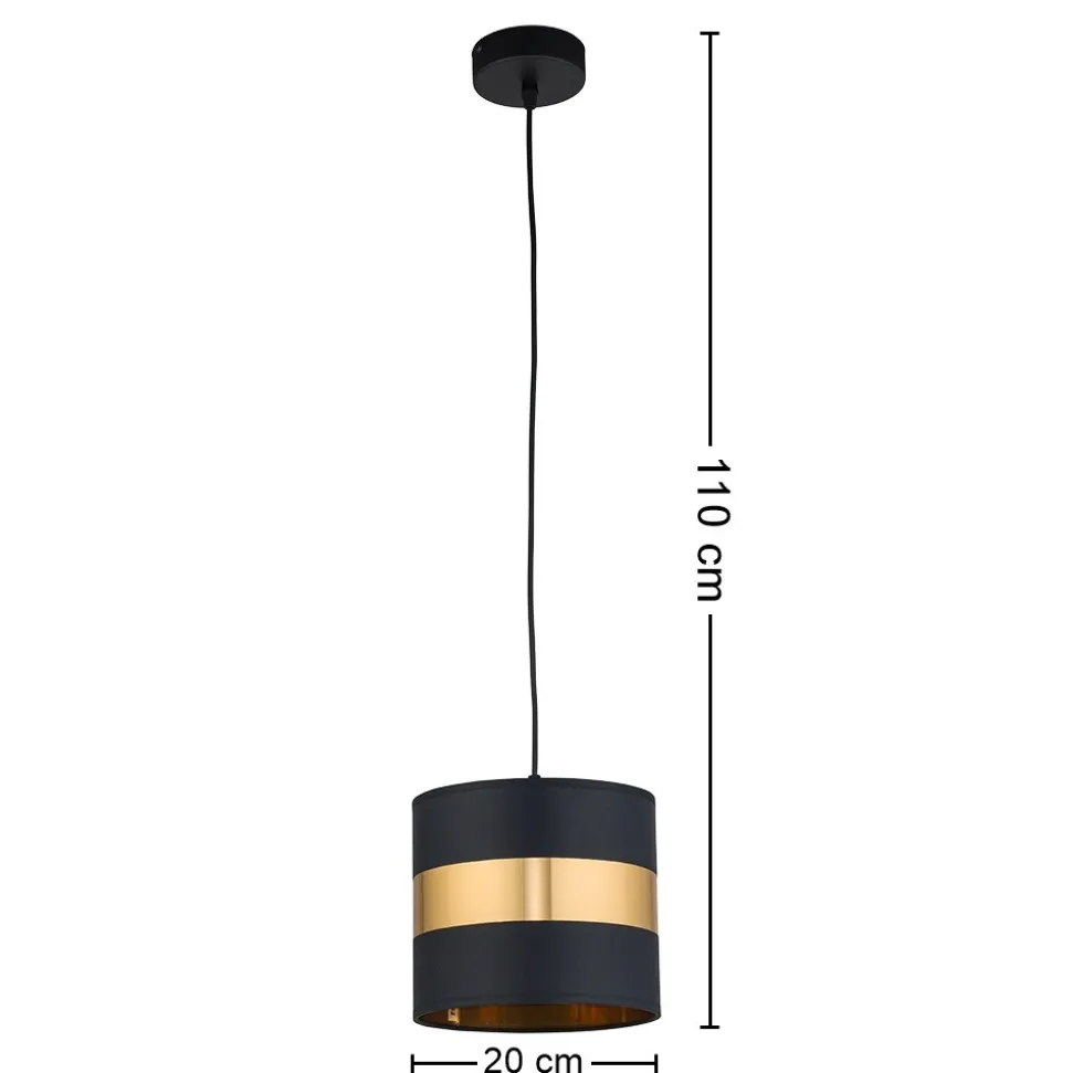 Lampa Wisząca PARIS Czarny Złoty Abażur 1xE27 20cm