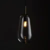 Lampa Wisząca PEAR M Czarny Złoty Szklany Klosz 1xE27 22cm