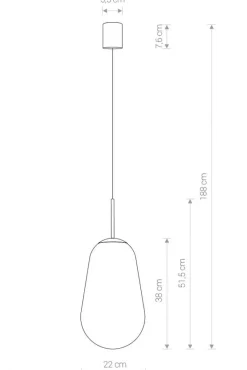 Lampa Wisząca PEAR M Czarny Złoty Szklany Klosz 1xE27 22cm