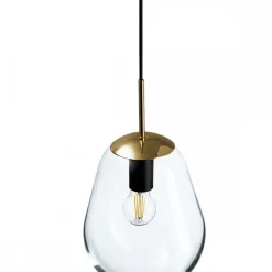 Lampa Wisząca PEAR S Czarny Złoty Szklany Klosz 1xE27 22cm