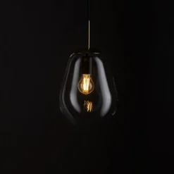Lampa Wisząca PEAR S Czarny Złoty Szklany Klosz 1xE27 22cm