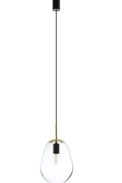 Lampa Wisząca PEAR S Czarny Złoty Szklany Klosz 1xE27 22cm