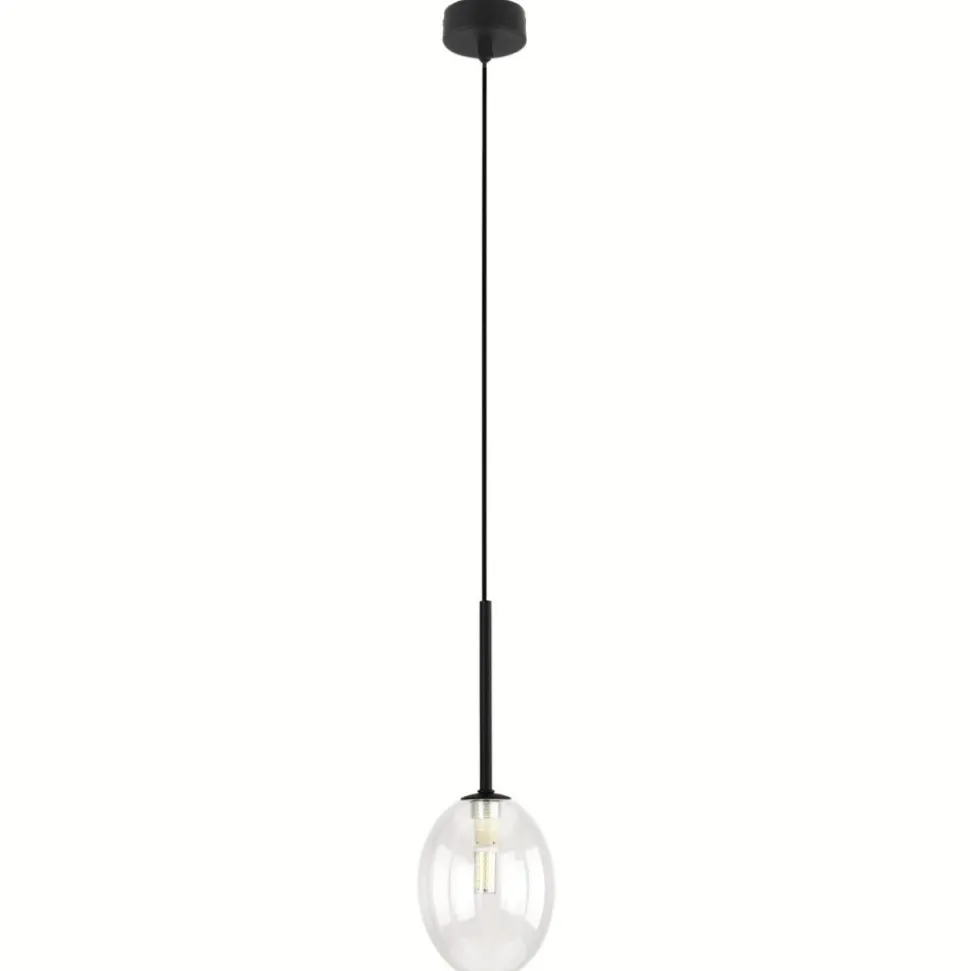 Lampa wisząca PEARL czarna klosz transparentny 1xG9