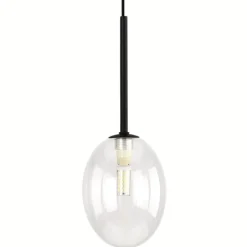 Lampa wisząca PEARL czarna klosz transparentny 1xG9