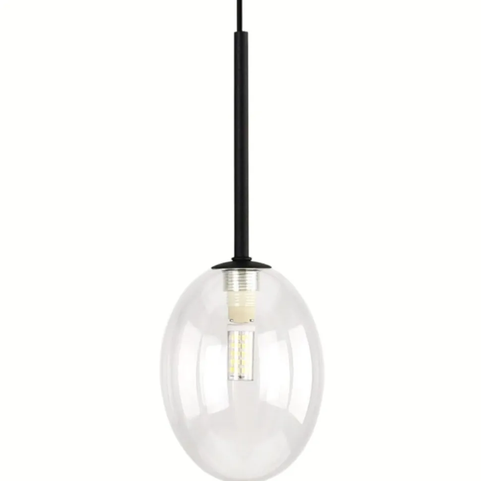 Lampa wisząca PEARL czarna klosz transparentny 1xG9