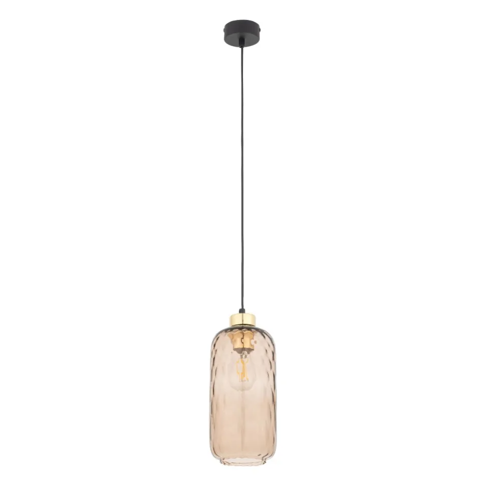 Lampa Wisząca PESCARA Czarny Złoty Szklany Klosz 1xE27