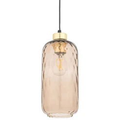 Lampa Wisząca PESCARA Czarny Złoty Szklany Klosz 1xE27
