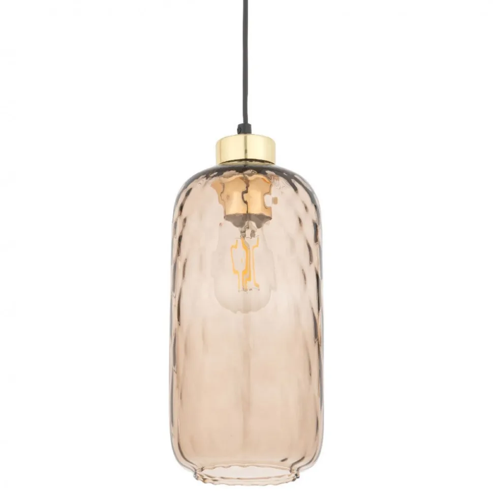Lampa Wisząca PESCARA Czarny Złoty Szklany Klosz 1xE27