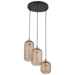 Lampa Wisząca PESCARA Czarny Złoty Szklane Klosze 3xE27