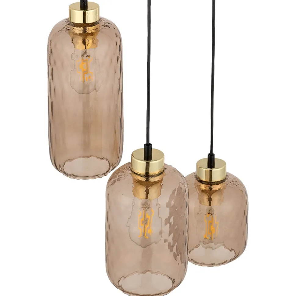 Lampa Wisząca PESCARA Czarny Złoty Szklane Klosze 3xE27
