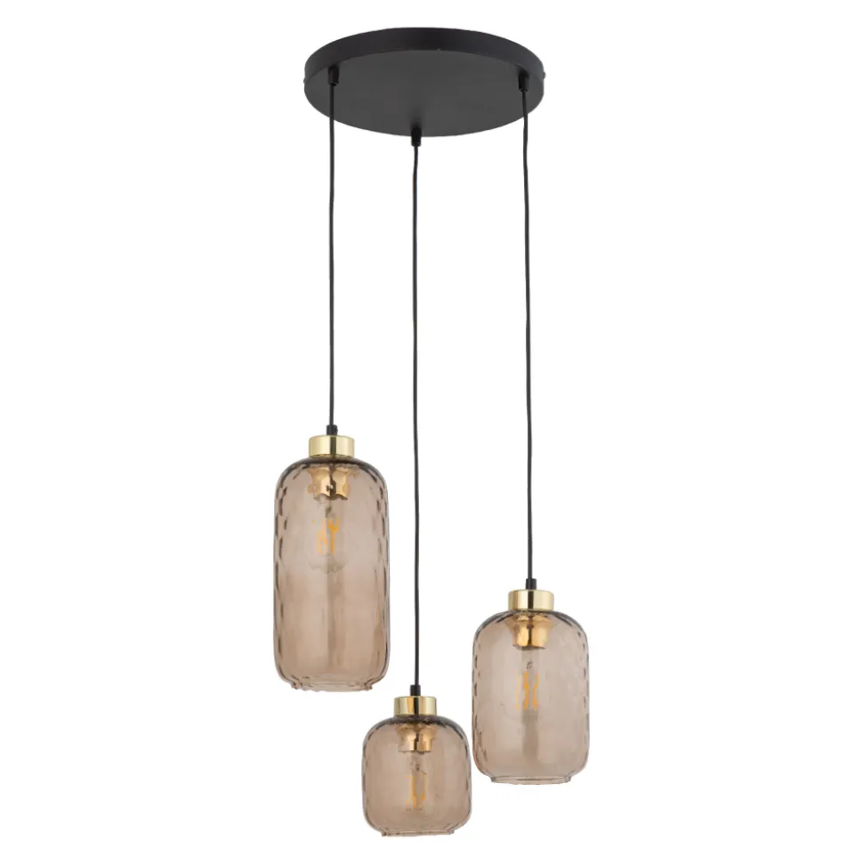 Lampa Wisząca PESCARA Czarny Złoty Szklane Klosze 3xE27
