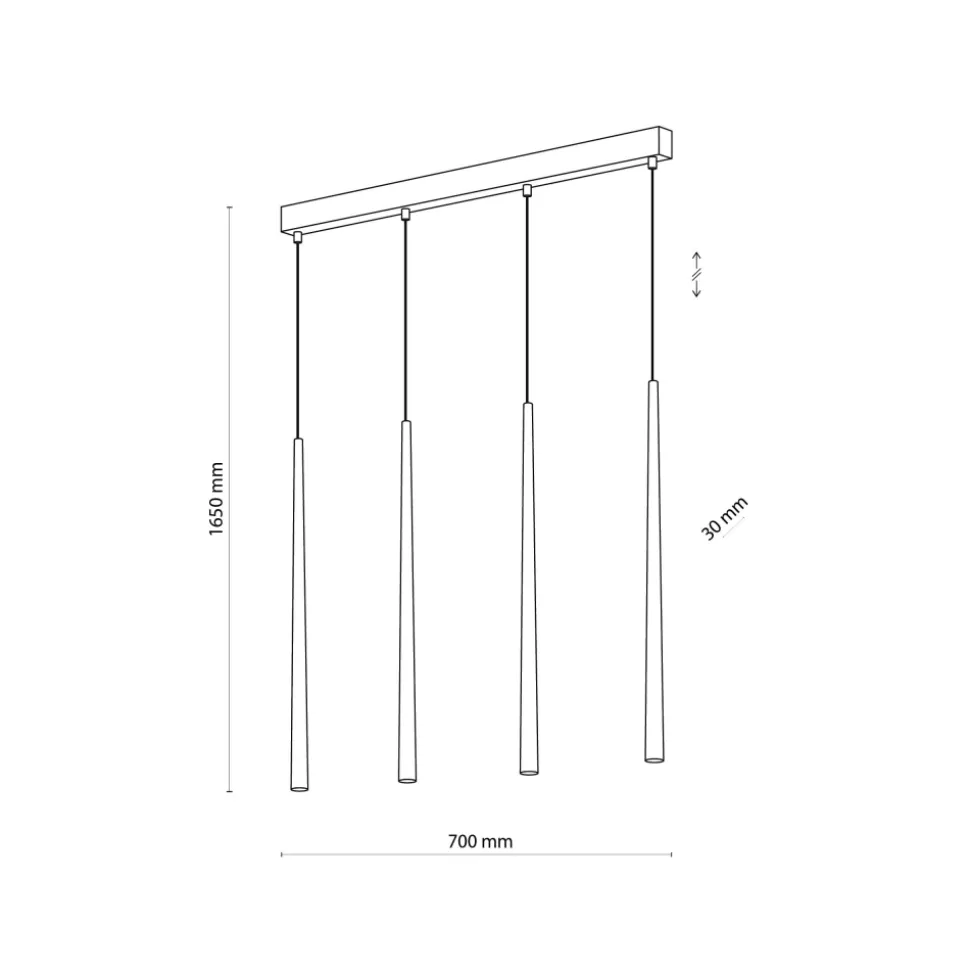 Lampa Wisząca PIANO Czarny Złoty 4xG9